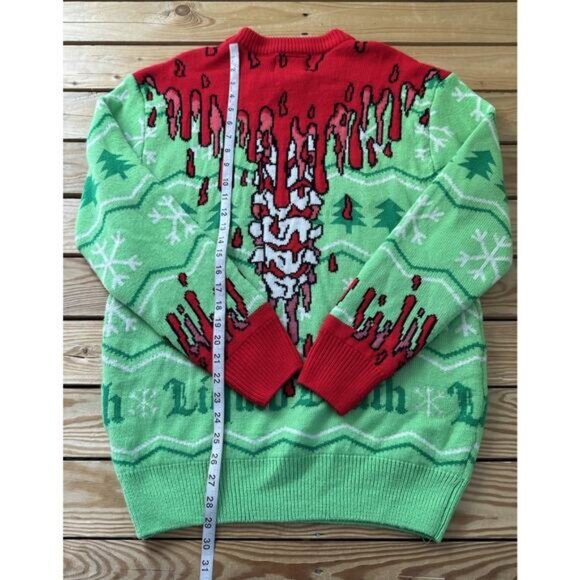 Liquid Death Graphic Sweater Size Large Men’s Green Red - Picture 5 of 7